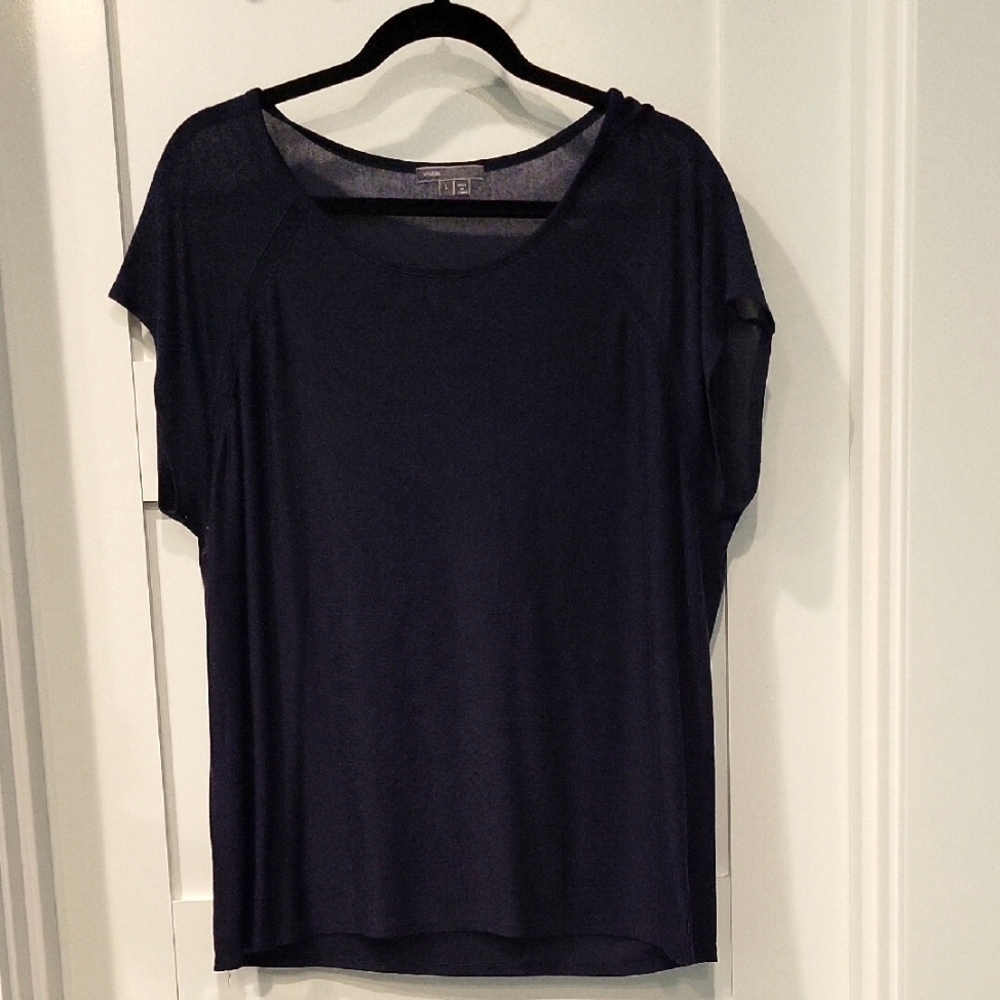 Vince Deep Blue Short Sleeve Top